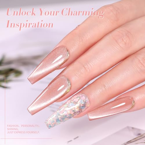 BORN PRETTY Pink Cat Magnetic Eye Gel Nail Polish Crystal Glass Gel Polish - color: light pink
