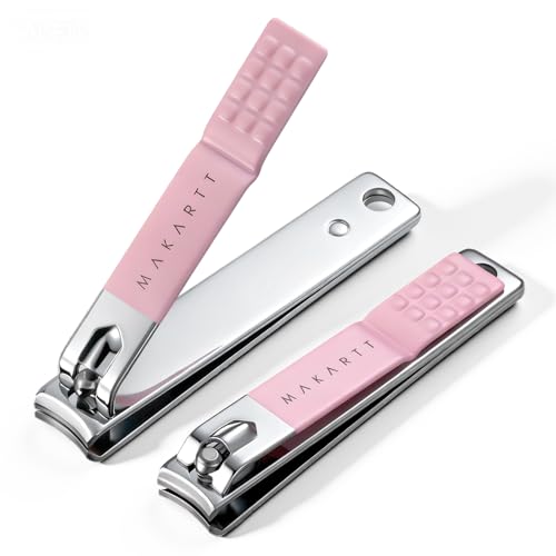 Makartt 2-Pack Pink Nail Clipper Set for Thick Fingernails & Toenails - size: Nail Clippers-2pcs