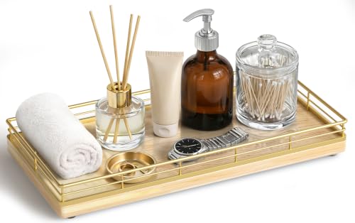 Bathroom Vanity Tray for Countertop, 12" x 6" Oak Wood Toilet Tank Tray - color: Natural, size: 12" x 6" x 1.5"