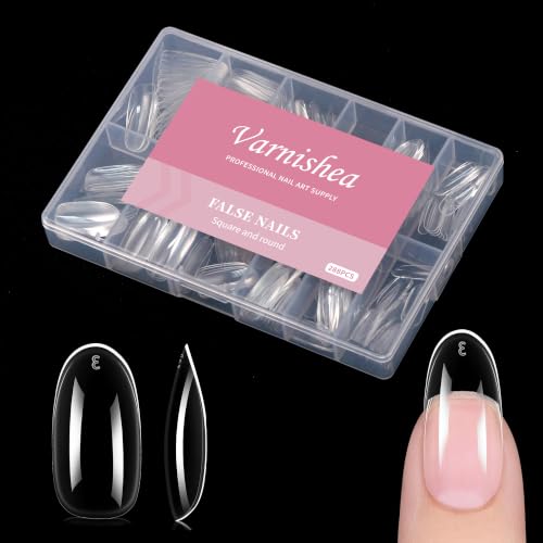 Oval Nail Tips 288 Pcs 12 Sizes, Pre-Etched Soft Gel Full Cover Nail Stickers, Transparent Press on Fake Nails for Home DIY, Nail Salons, Nail Art & Extension, Long Lasting Clear False Nails - size: Oval