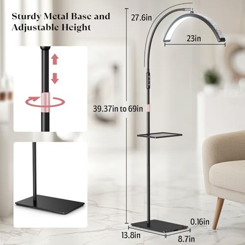 Mznoo Lash Light, 23IN Bling Diamond Half Moon Light with Tool Tray, Black - color: Black