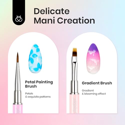 Beetles 7 Pcs Double-ended Nail Art Brushes Set, Synthetic Fibers - color: B-Purple-5