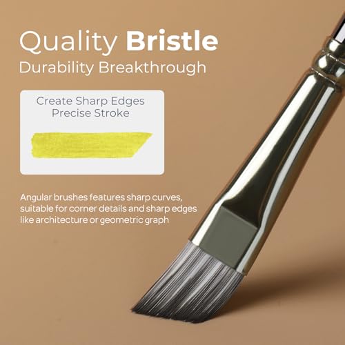 Nicpro 10 PCS Angular Paint Brush Set for Acrylic, Watercolor, Oil, Gouache - size: 10PCS - Angular