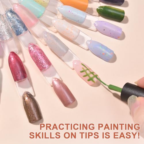 450 Tips Nail Swatch Sticks with Metal Ring Fan-shaped Display - color: Clear - 450Tips