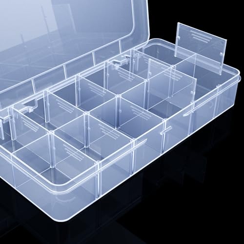 SRNYJAO Plastic Organizer Box,Clear Tackle Box Organizer Compartment - color: clear, size: 12 Grids