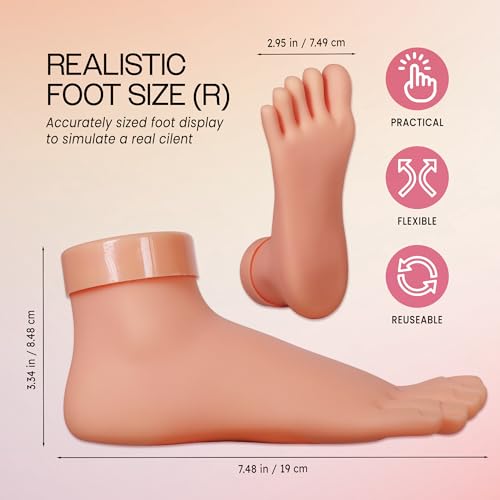 Beauticom® Flexible Movable Soft Silicone Foot Model for Nail Art Practice Training Tool