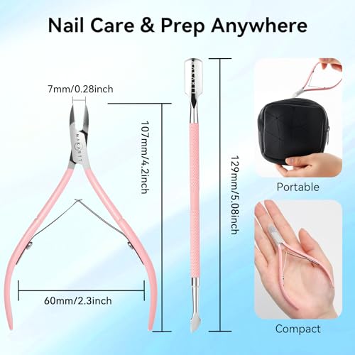 Makartt 7mm Pink Cuticle Nipper & Pusher, Stainless Steel, Dual-Spring - color: Pink