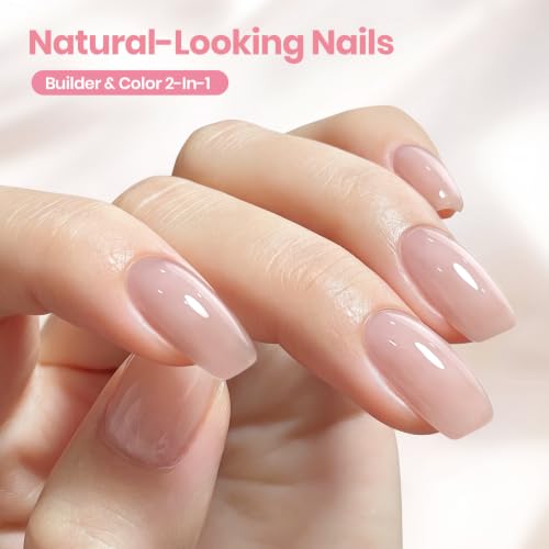 Beetles Builder Gel for Nails TPO-Free,Nude Grey & Nail Art Brush - color: B-Nude Grey