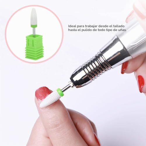 Walfront Ceramic Nail Drill Bit Corn-Head-Shape Professional Grinding Head for Nail Polishing(Green) - color: Green