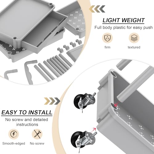 Goovilla 4 Tier Rolling Utility Cart Organizer with Removable Drawer, Grey - size: 4 Tier, style: Gray