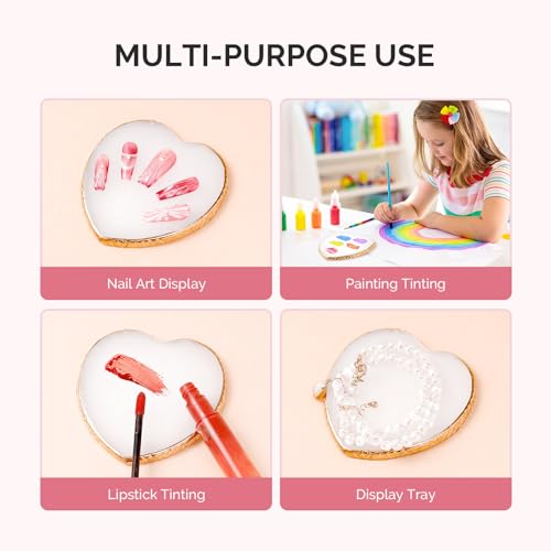 MelodySusie 1Pc Heart Resin Nail Art Palette Color Mixing Board White - color: White Heart Without Spatula.