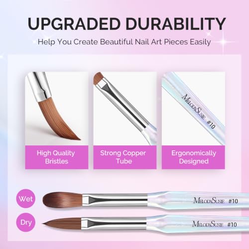 MelodySusie Acrylic Nail Brush Set,Size 8/10/14 - color: Transparent color