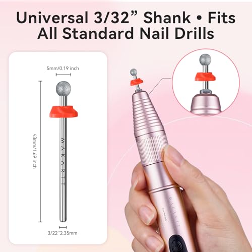 Makartt Nail Drill Bit - Ball Shape Cuticle Safety Carbide 3/32''(Fine - F) - size: Silver-F
