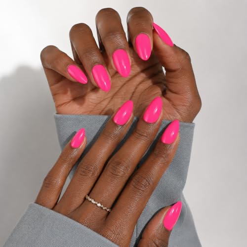 Hot Pink Press On Nails Almond - Berry Pink Nails Fake Nails - color: 1H - Hot Pink