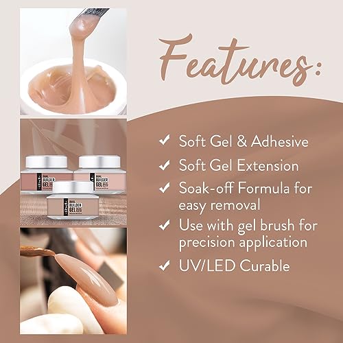 IBD Dual Builder Gel for Nails, Round – Soft Gels and Adhesive Soak Off UV/LED Curable, Strong Long-Lasting Nail Enhancement, Sculpting Extension, Cool Nude, 0.5 oz, 1 Pack - color: Cool Nude