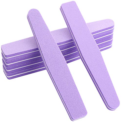 20Pcs Nail Block Buffer Files Sponge Washable Double Sided 100/180 Sanding Buffing File(Purple) - color: Purple