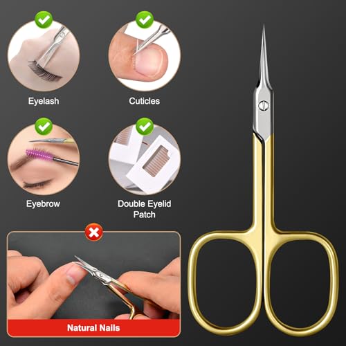 CGBE Curved Cuticle Scissors, Extra Fine Pointed Tip, for Russian Manicure - color: Gold