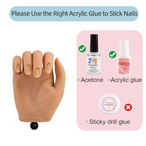 KnowU Silicone Mannequin Hand for Nails, Practice Hand for Acrylic Nails, Manicure Training Model, Nail Practice Hand for Beginners & Professionals, Flesh Tone - color: Flesh Tone, size: Clamp Stand