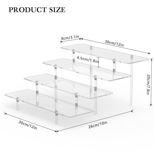 4 Tier Acrylic Display Riser Stand, Clear Perfume Organizer, Cupcake Stand