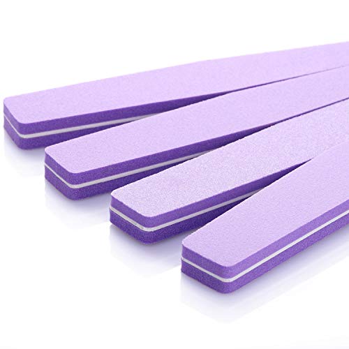 20Pcs Nail Block Buffer Files Sponge Washable Double Sided 100/180 Sanding Buffing File(Purple) - color: Purple