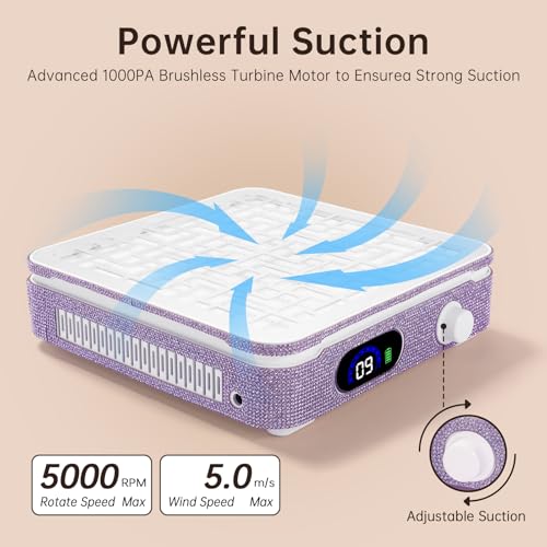 Nail Dust Collector Cordless Dust Collector Nail Tech - color: Purple