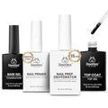 Beetles Gel Top and Base Coat Set with Nail Dehydrator and Primer 4Pcs 15ml - color: E-Clear-4