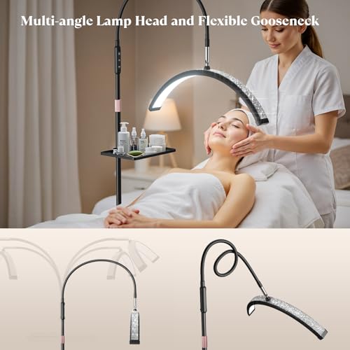 Mznoo Lash Light, 23IN Bling Diamond Half Moon Light with Tool Tray, Black - color: Black