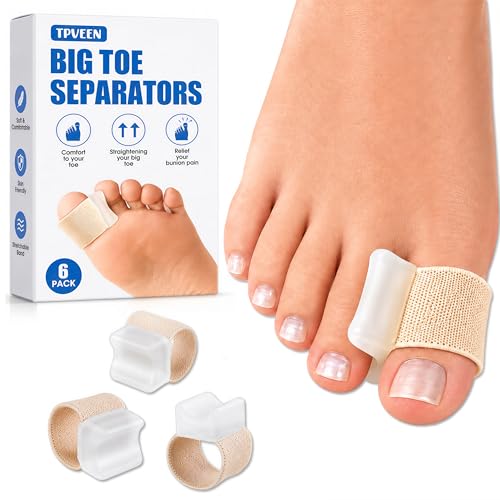 6 Pack Gel Toe Separators for Overlapping Toes, Big Toe Spacers,3 Size - color: Beige, size: MIDDLE: WOMEN(8.5-10)/MEM(7-9)