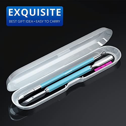 2PCS Turquoise/Lake Blue Cuticle Pusher Tool and Scraper Nail Pusher - color: Turquoise/Lake Blue