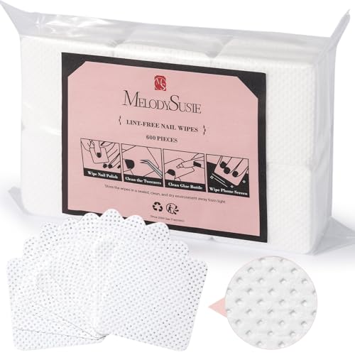 MelodySusie 600PCS Lint Free White Nail Wipes - size: B-600pcs