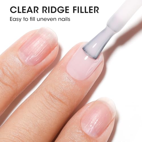 GELLEN Clear Nail Polish Ridge Filling Base Coat, No Light Needed,HEMA Free - color: Clear Lavender Purple Tint