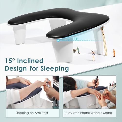 Big Arm Rest for Nails Tech, U-Shaped, for Acrylic Nails, Black - color: 1nd Gen Black