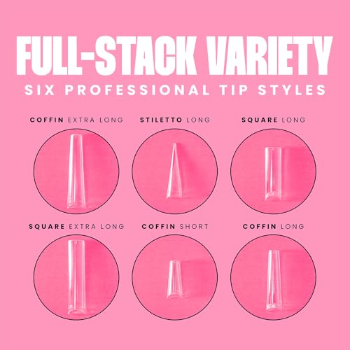 V Beauty Pure Square Nail Tips - Square, Long, Acrylic Nail Tips - 504 pcs