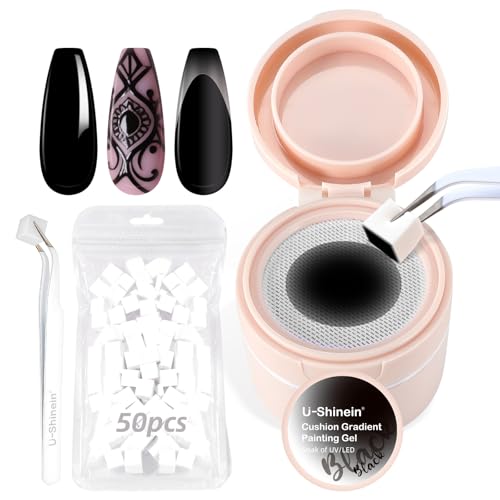 Cushion Gradient Painting Gel Kit, Black Ombre Nails Aura Nails - color: Black Set