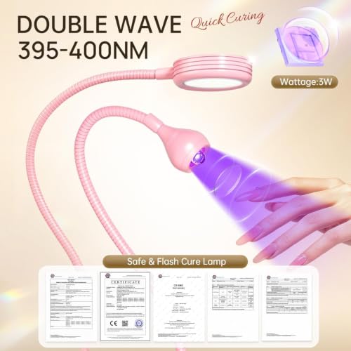 AORAEM UV LED Nail Lamp, Double-Headed Flash Cure Nail Lamp for Gel Nails - color: Pink