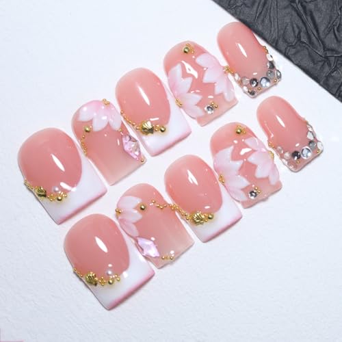Handmade Short Square French Press On Nails | Reusable&Salon Quality-O912,S - color: O912, size: S
