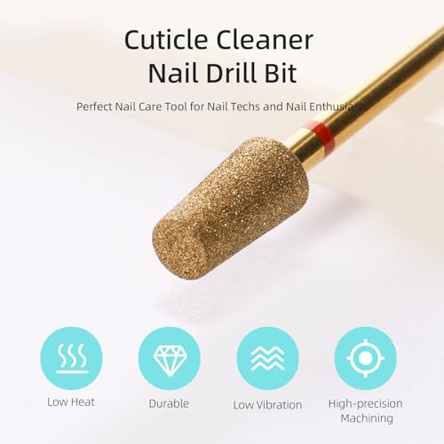 5mm Large Tapered Barrel Cuticle Clean Nail Drill Bit, Titanium Series Russian Diamond Nail Bits Professional Safety Under Nail Cleaner for Cuticle Dead Skin, Electric Nails Accessories, Fine - color: 5mm Large Tapered Barrel Cuticle Bit, size: Fine - F