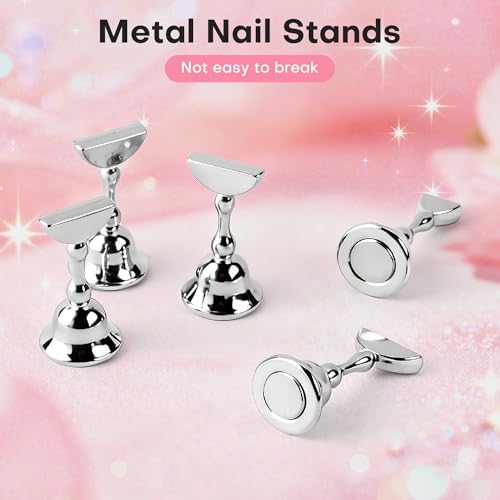 Nail Stand for Press On Nail Holder for Painting Nails, Magnetic Fake Nail Stands Tips, Heart Shape Nail Holder with Double-sided Tape Practice Nail Art Tools（Wood B） - color: Wood B