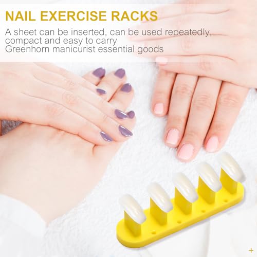 3PCS False Nail Art Tips Practice Display Stand Tool with 110 Tips - color: Yellow