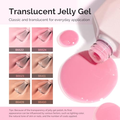 MelodySusie Jelly Gel Nail Polish Set Milky or Jelly Texture - color: Retro Mauve Jelly Set
