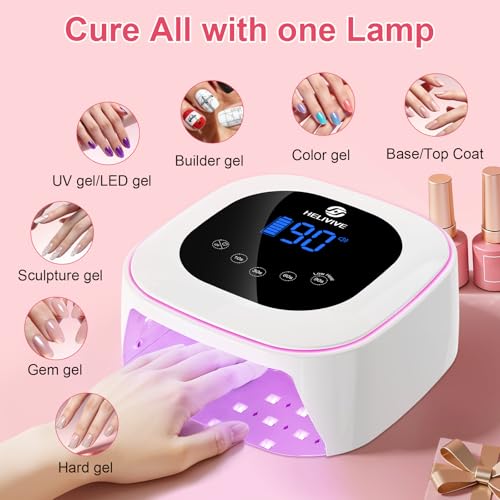 Cordless UV LED Nail Lamp, 80W Rechargeable Nail Dryer Light - color: White