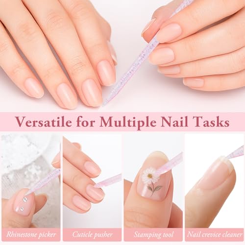 Dual-Ended Cuticle Pushers & Cleaning Tools for Manicure/Pedicure 100 PCS Pink Disposable Nail Sticks