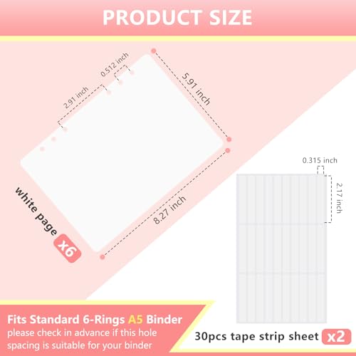 KEIFIN 6 Pcs Press On Nail Book Display Organizer Binder A5 Inserts, White - color: WHITE