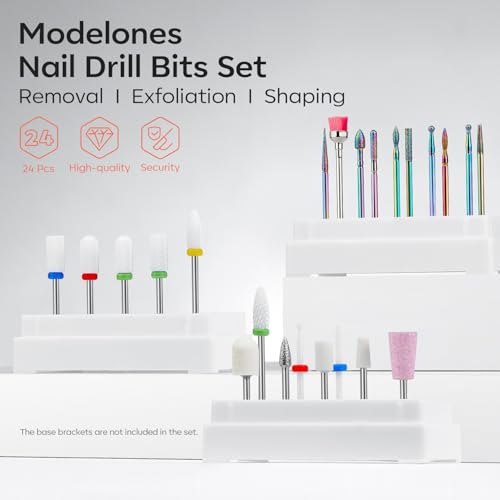 Modelones 24Pcs Nail Drill 3/32” Ceramic Diamond Carbide Nail Drill Bits - size: Nail Drill