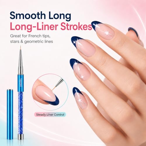 Beetles Gel Polish Nail Art Liner Brushes 5Pcs Painting Art Design Pen Set - color: A-Blue-5