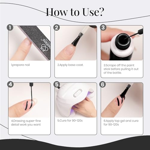 beetles Gel Polish Liner Gel Nail 7ml Classic Black Gel Polish Art Paint - color: B - Black -1