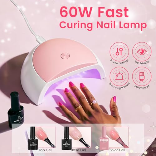 Acrylic Nail Kit for Beginners with Everything in Pink Gift Storage Bag - color: Bling Pink