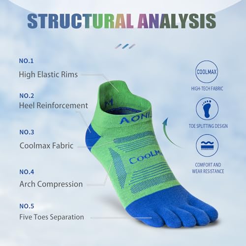 Toe Socks Cool-max Running Socks for Men Women 3 Pairs Athletic Breathable Five Finger Socks - color: E4837-multicolor-3pcs, size: Small