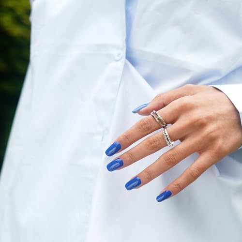 DANNI & TONI Semi Cured Gel Nail Strips Klein Blue Royal Blue Gel Nail Wraps 28 Stickers | Infinite Blue - color: Infinite Blue