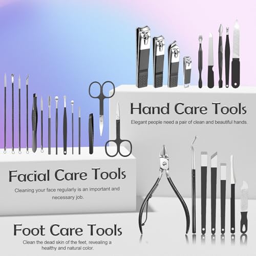 30Pcs Professional Manicure kit, Stainless Steel Nail Clipper set - color: 30 in 1 Black